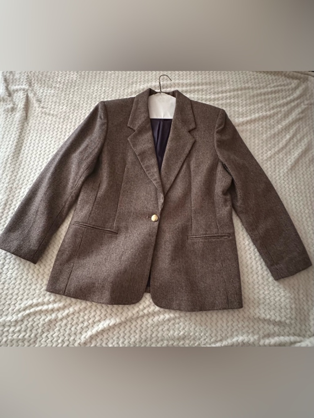 Leslie Fay Brown Tweed Single-Button Blazer